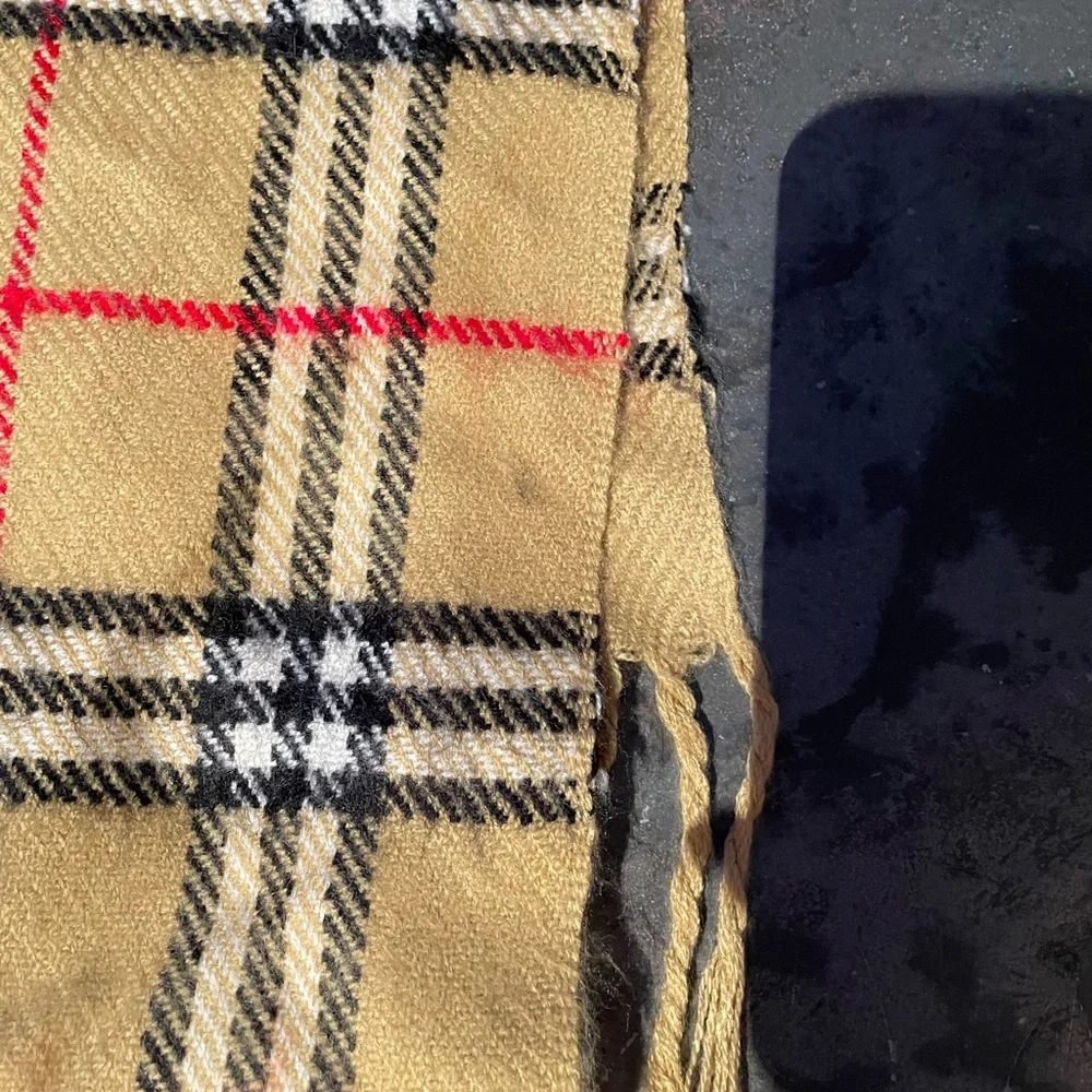 Burberry Beige and Black Plaid Scarf